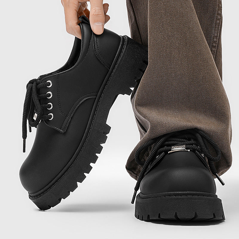 Derby shoes men's thick soleboots black big toe round toe work clothingcleanfitworkwearcasual leather shoes