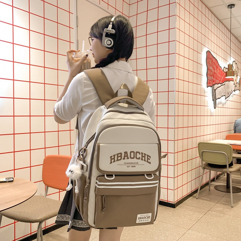 Cross-border new schoolbag female Korean version contrasting colors small and fresh junior high school backpack campus simple large-capacity backpack