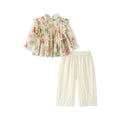 Girls' chiffon outfit set - autumn  collection: korean & japanese style floral print, long sleeve baby clothes wholesale
