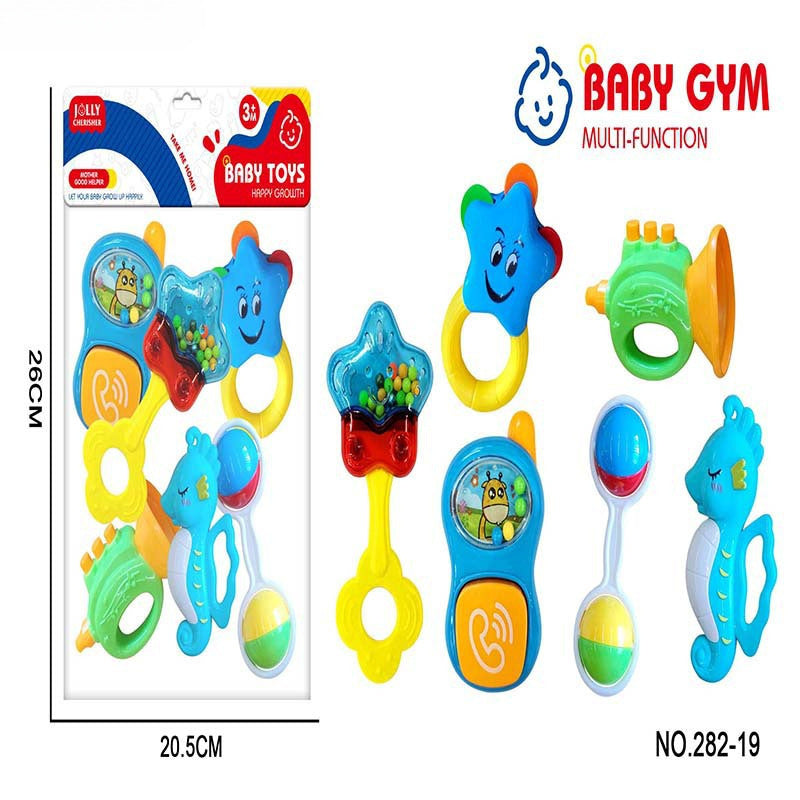 Cross-border export babies 0-12 months can be boiled baby bite glue toothpaste set newborn hand claw rattle bed bell