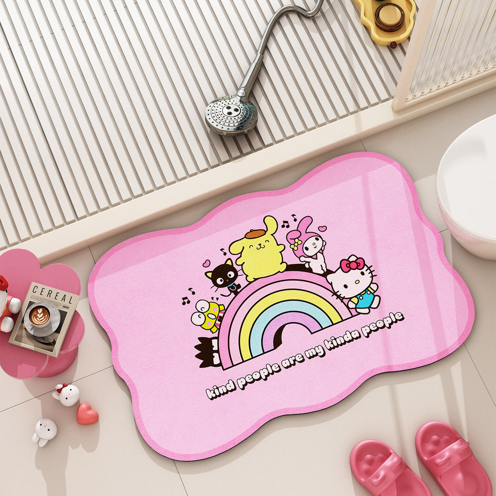 Fresh green bathroom absorbent floor mat cute kitty bathroom non-slip mat quick-drying foot mat bathroom carpet