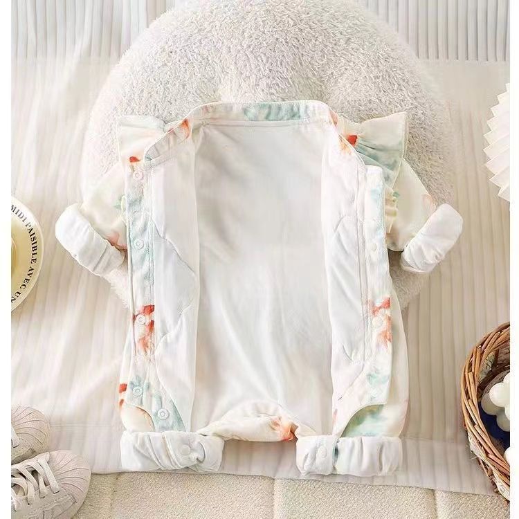 Baby spring & fall romper - 100-day & first birthday super cute princess style - chinese inspired autumn outfit - stylish double layer outdoor wear for baby girls