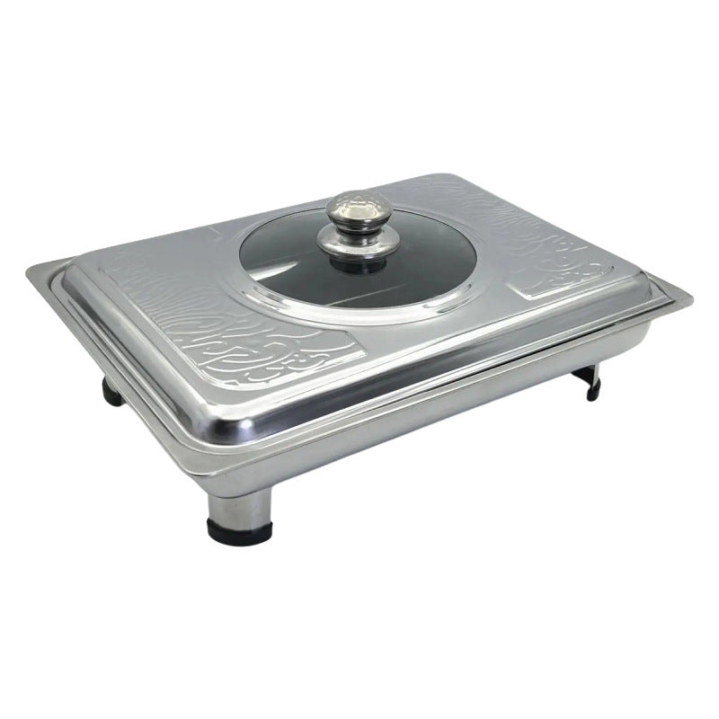 new printing stainless steel combination cover four-legged dining stove restaurant hotel square straight edge buffet stove wholesale