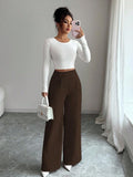 spring/summer new arrival: women's pink high-waisted trousers with button-decorated waist patch – elegant, casual, and versatile