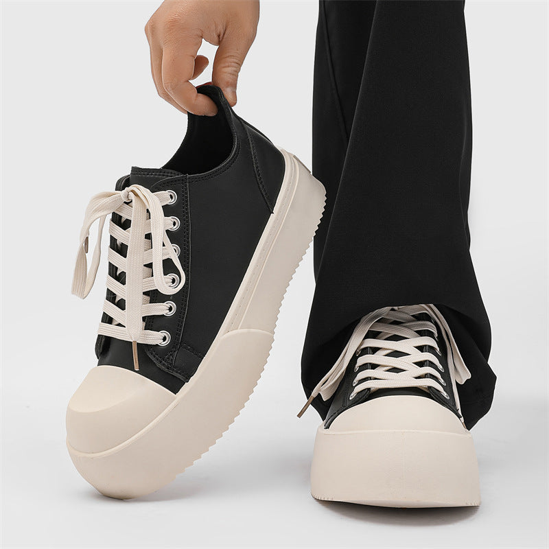 Mickey mouse big head derby shoes - men's spring breathable chunky sole height increasing casual versatile sneakers - niche design, same style leather shoes