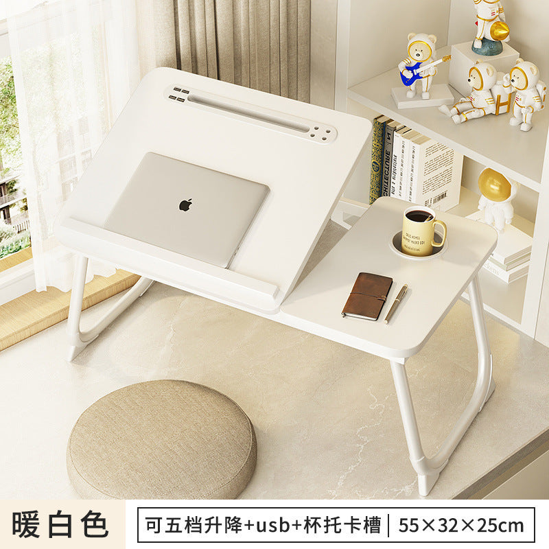 Adjustable laptop desk for bed, foldable lazy desk, student dorm study table, small study table