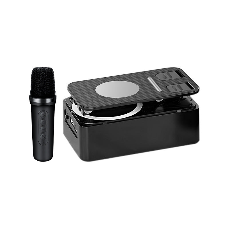 K18 cross-border new mobile phone stand rotating karaoke microphone live streaming bluetooth speaker wireless desktop speaker