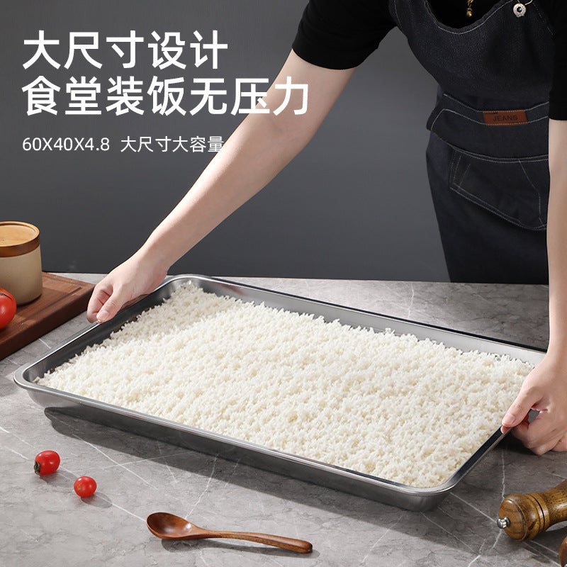 Stainless steel square grill pan, grilled fish pan, food-grade stainless steel tray, rectangular prep dish, dinner plate