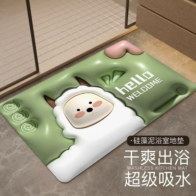 Expanding floral 3d diatomite mud absorbent mat - quick-drying bathroom floor mat, non-slip toilet rug, home carpet pad