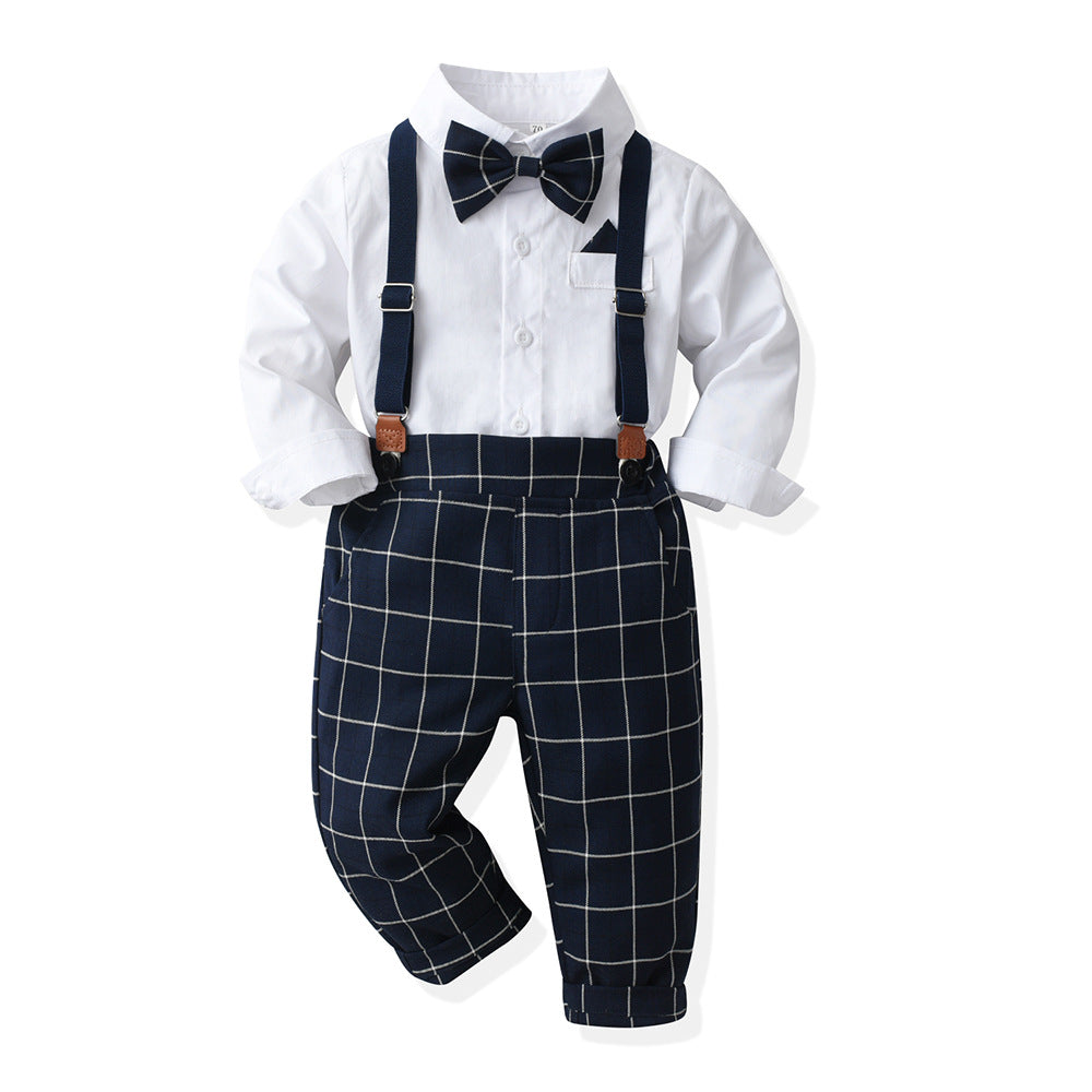 British style children's formal wear: autumn boy's suit for flower boys, little hosts, piano performances, and kindergarten events
