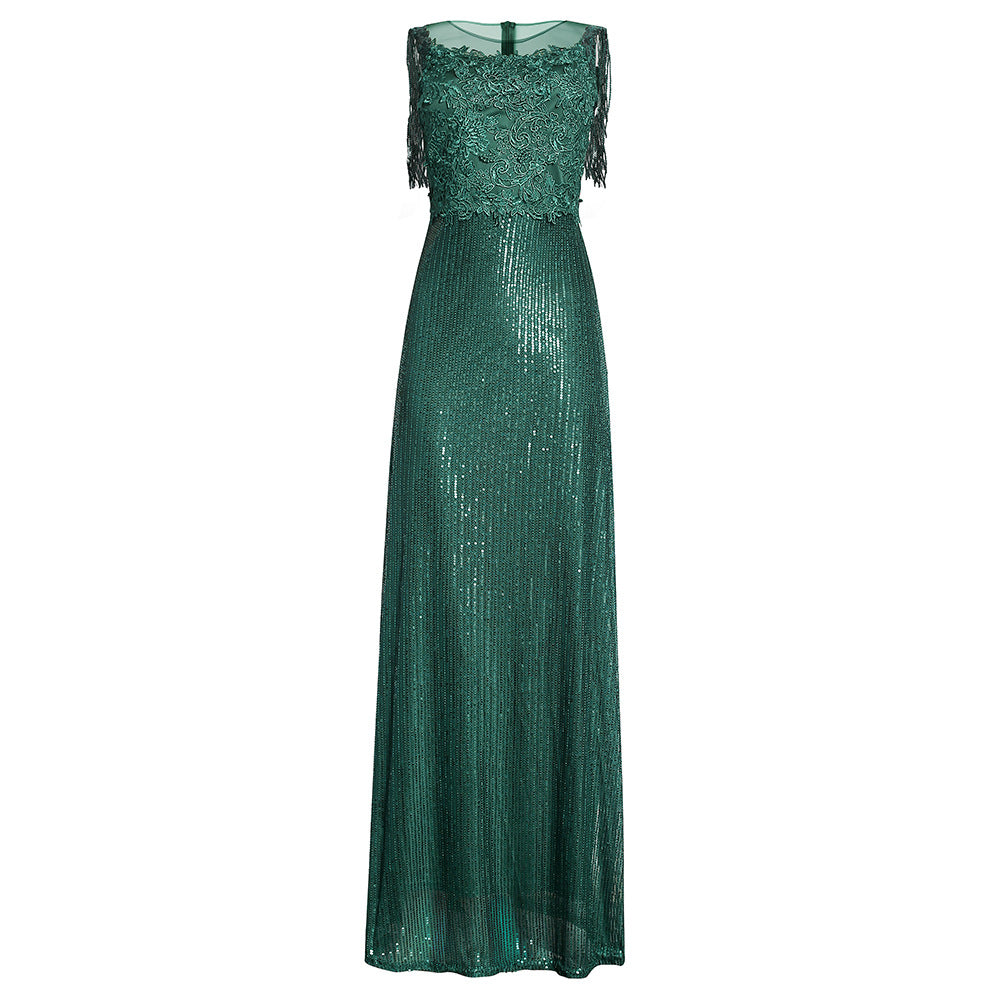Aliexpress  autumn/winter  sequin tassel african plus size women's evening gown dress for banquets and special occasions