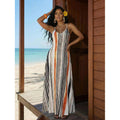 Amazon european and american bohemian style backless loose dress women's  summer new simple skirt