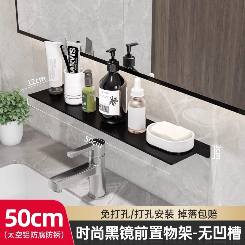 Nordic toilet rack wall hanging wall non-punching toilet bathroom washstand mirror front storage rack one board