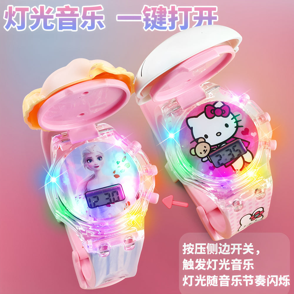 New musical light-up cartoon flip electronic watch for kids - educational toy, perfect birthday gift for preschoolers (boys & girls)