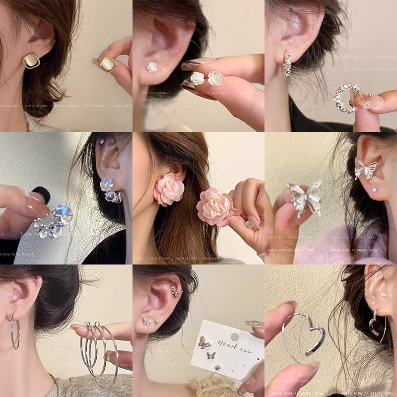 Ins style pearl earrings for women 925 silver needle niche design butterfly earrings accessible luxury high-end earrings earrings earrings