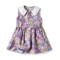 Wholesale foreign trade spring/summer new arrivals: printed floral european and american style girls' dresses, baby turn-down collar sleeveless princess dresses