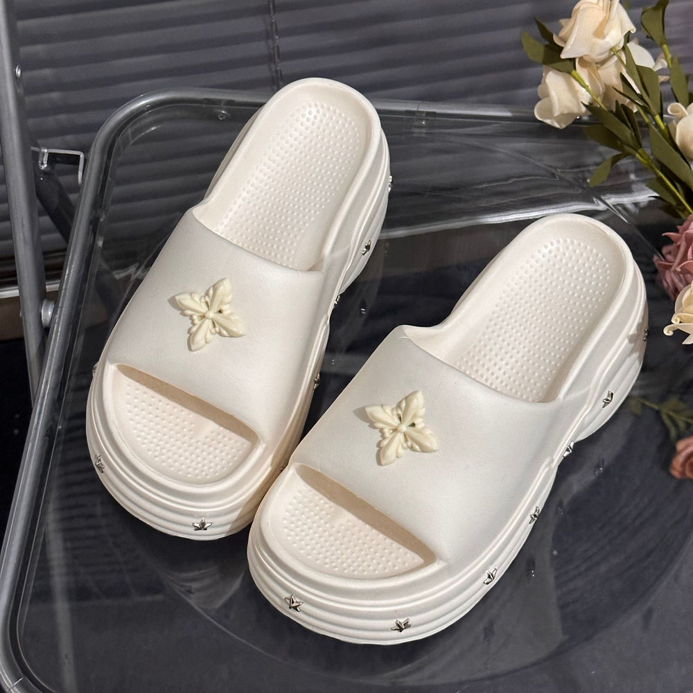 Women's platform wedge sandals - 2025 summer new arrival - trendy star thong sandals - outdoor beach slides