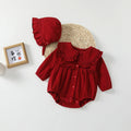 Spring autum baby girl full moon 100 days red festive princess romper autum baby doll collar cute jumpsuit
