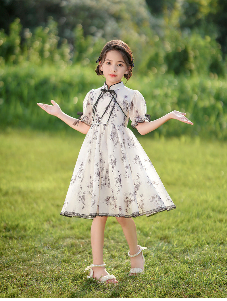 Girl chinese style jiangnan water town han dynasty cheongsam summer new product little girl chinese ancient style super fairy cheongsam skirt