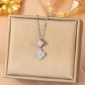 【titanium steel】trendy & chic copper inlaid zircon four-leaf clover necklace - women's high-end, lightweight luxury, tarnish-resistant choker jewelry