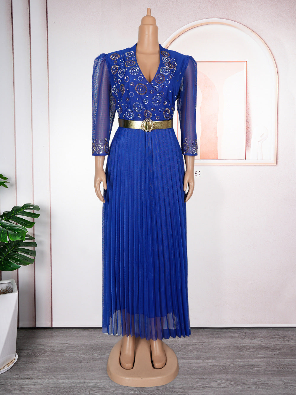 hot diamond v neck banquet evening dress  african women's plus sizeelegantelegancedress