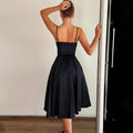 french women's clothing  summer new sexy v-neck camisole maxi dress - black backless sexy dress for women