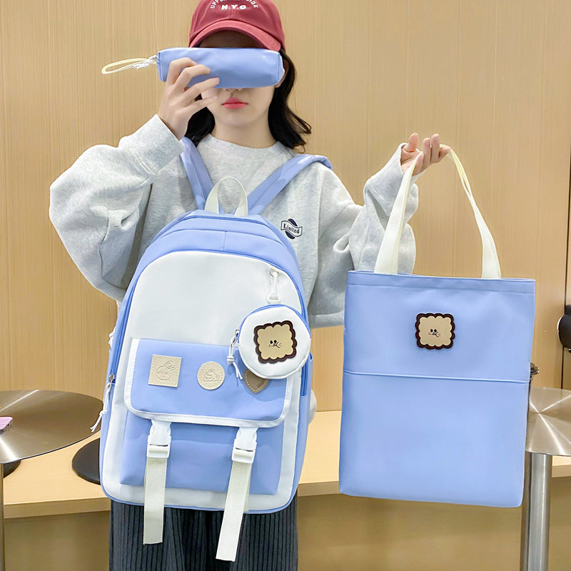 Cross-border new fashion trend backpack casual backpack large-capacity travel essential bag primary and secondary school students schoolbag