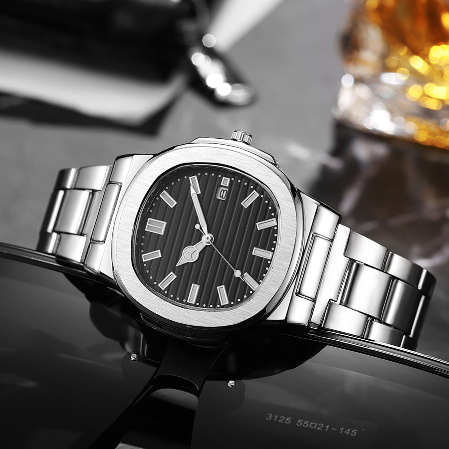 2025 new square sports calendar steel band watch men's quartz wristwatch - direct from the manufacturer, wholesale available, in-stock