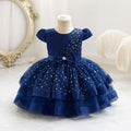 Ready-to-ship wholesale sequin bow princess dresses for girls, perfect for baby's first birthday or special occasions