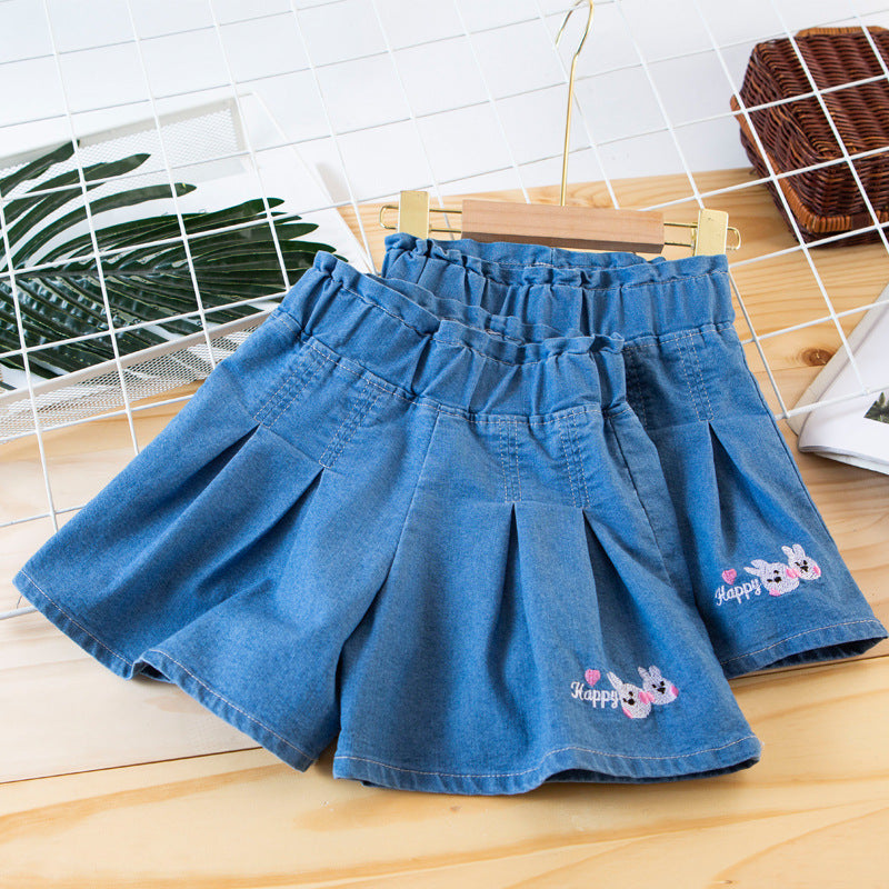 Girls' summer lightweight shorts: kids' summer tencel denim shorts for outwear,  new styles, trendy skirt pants for older girls