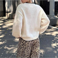 winter women's casual commute cardigan long sleeve printed knitted set