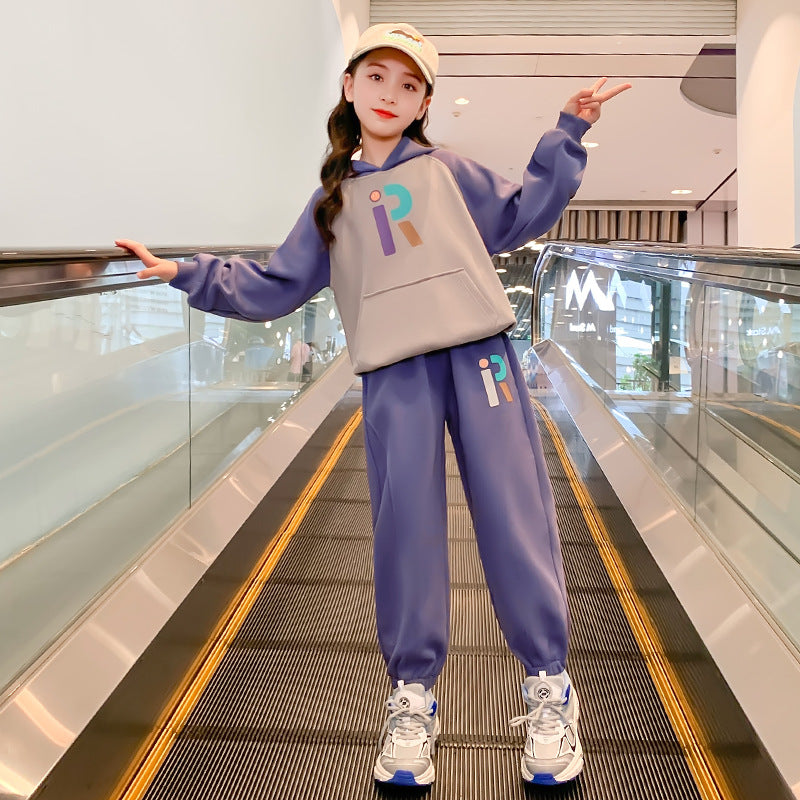 Girls' spring outfit set : new, stylish, and trendy girls' clothing, kids' hoodie, spring/autumn popular activewear
