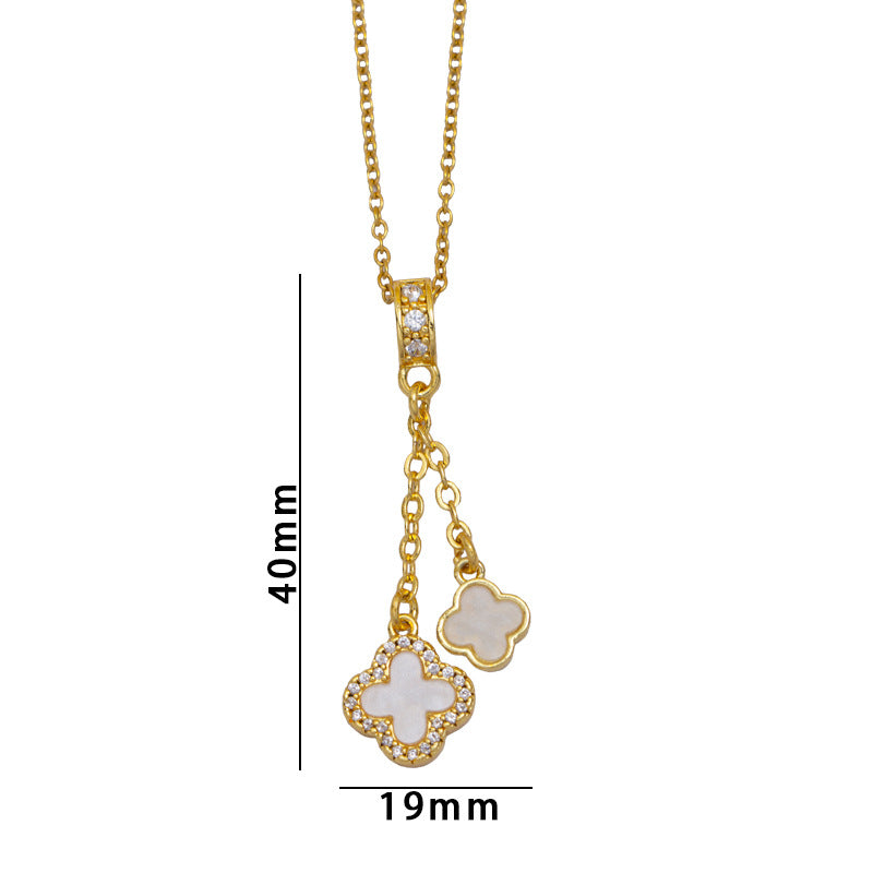 [titanium steel] four-leaf clover necklace for women, niche design, accessible luxury, fashionable, popular, elegant, smart and simple copper pendant