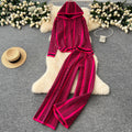 Women's fall/winter sweater and pants set - european & american style, niche design, casual & versatile, long sleeve hooded printed knit top & outerwear