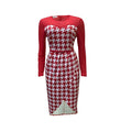 D223: plus size fashionable printed patchwork mesh office dress with belt - european & american style, perfect for cross-border e-commerce