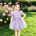 summer girls' pink slimming tulle dress - kids' summer fashion short-sleeve princess dress - sweet