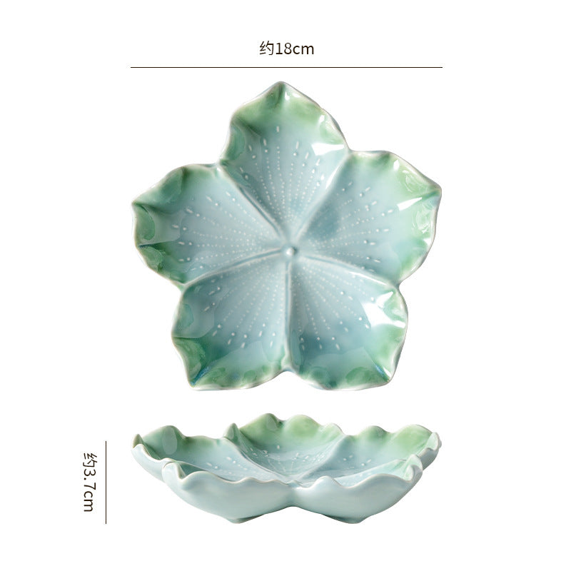 Insstylish five-pointed petal ceramic plate entrance jewelry display tray internet celebrity props storage plate