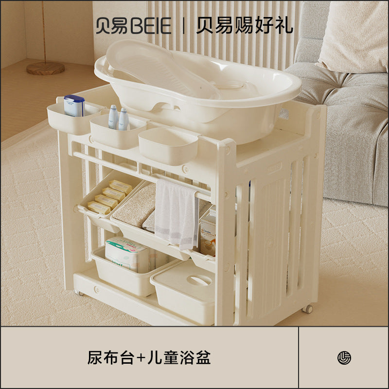 Beiyi baby neonatal diaper table storage box mobile bath table infant care table multi-functional crib