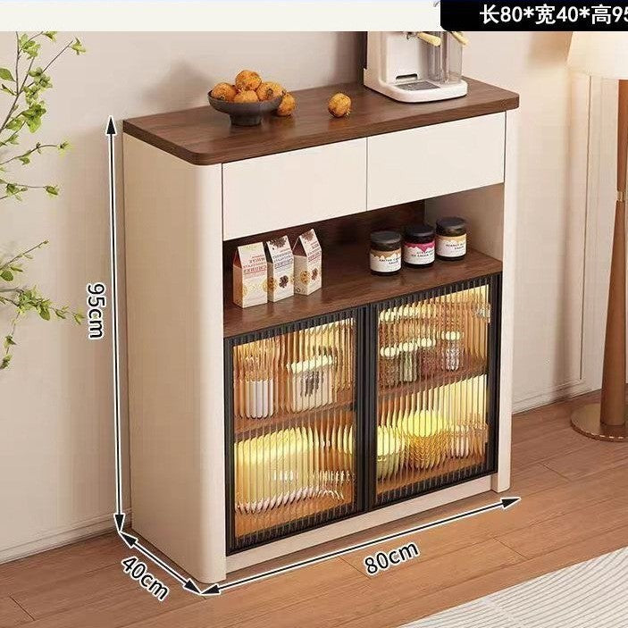 Medieval style sideboard changhong glass with lights for home restaurant tea storage cabinet cream style multifunctional water bar cabinet