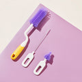 Baby cleaning brush set - includes cup brush, straw brush, storage box, base, silicone nipple brush, and bottle brush