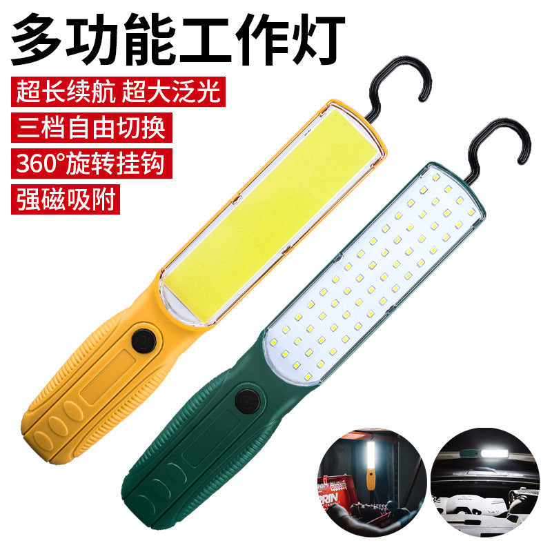 Cross-border new COB work light 360-degree rotation magnetic charging multi-function car strong light hook flashlight
