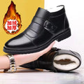 Men's winter warm cotton shoes - fleece lined, non-slip, casual high-top cotton shoes for men, elderly cotton shoes, men's leather cotton shoes for seniors
