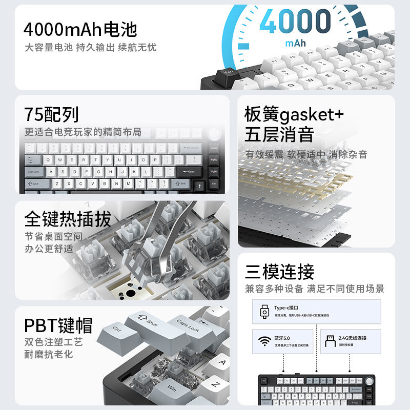 Viewsonic kc75 custom mechanical keyboard - gasket structure, full key hot-swappable, wireless tri-mode
