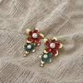 French retro color block floral tassel earrings - chic, luxurious, high-end, elegant, unique, face-slimming earrings - wholesale