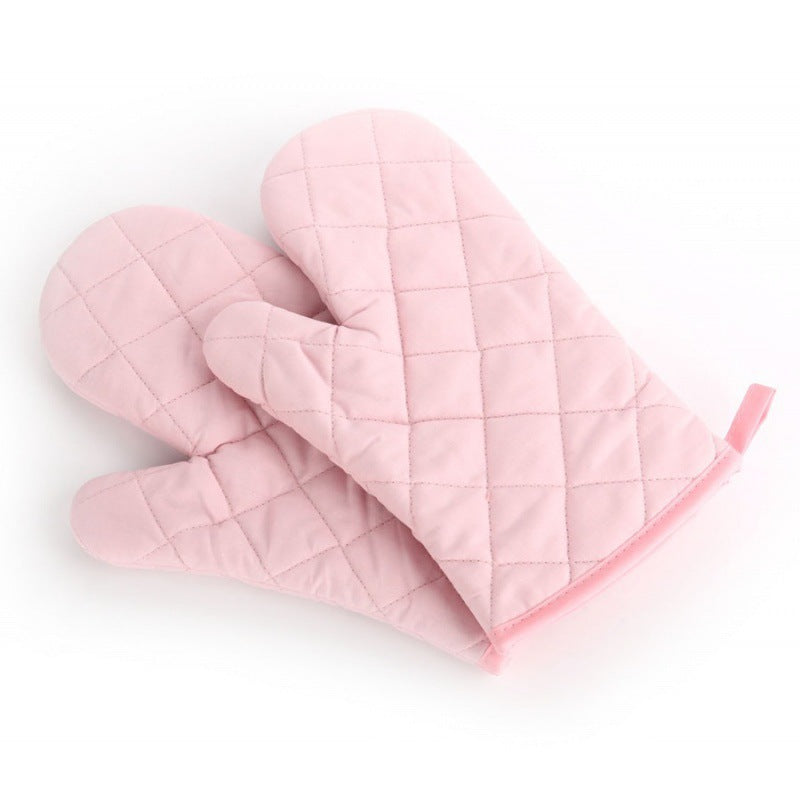 Solid color quilted oven mitts - thickened, microwave safe, baking, oven, anti-scald, heat insulation, non-slip, high temperature resistant, extra thick insulation