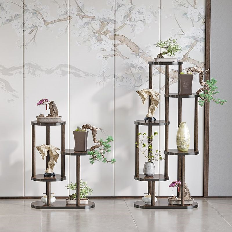 Bogu rack solid wood chinoiserie small duobao pavilion purple clay teapot tea set shelf flower pot plant rack display rack