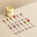 Cute dinosaur cartoon high-value ceramic cute fruit fork box stainless steel fruit fork suit afternoon tea spoon combination