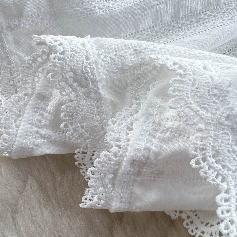 Spring lace cut out waist doll princess dress women's long sleeves whitedress women's niche style vacation style fairy dress