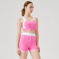 Spring/summer high-waisted activewear set for women - color block, open back, body-hugging, barely-there feel yoga set with running shorts - gym & yoga apparel