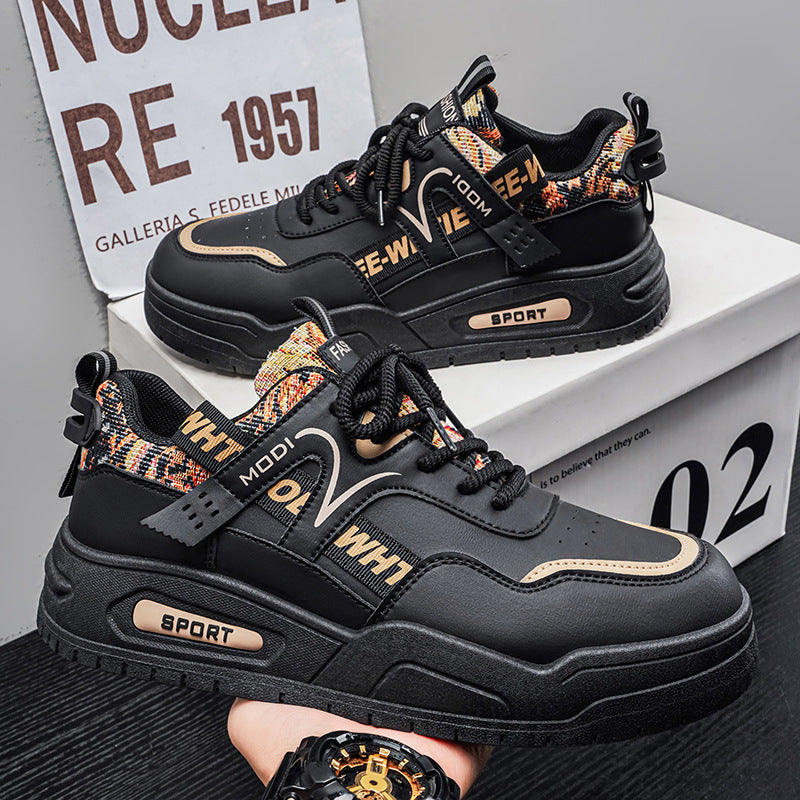 Men's shoes 2026 new spring trendy style versatile leather casual sneakers student height increasing athletic fashion shoes